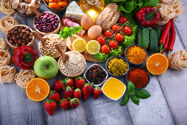 istock Assorted organic food products on the table 1189912254