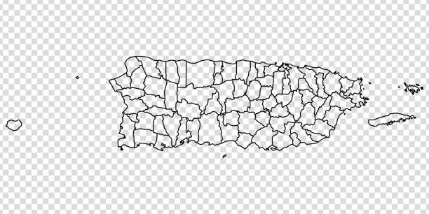 Blank map of Puerto Rico. High quality map Commonwealth of Puerto Rico  with provinces on transparent background for your web site design, logo, app, UI.  America. EPS10. Blank map of Puerto Rico. High quality map Commonwealth of Puerto Rico  with provinces on transparent background for your web site design, logo, app, UI.  America. EPS10. puerto rico stock illustrations