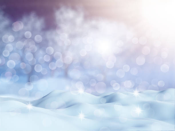 istock 3D snowy landscape with bokeh lights 1189912310