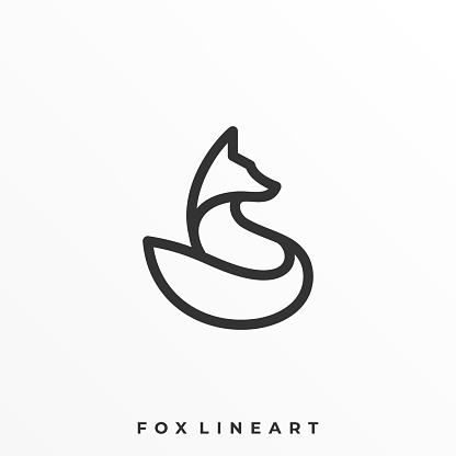 Fox Line Art Illustration Vector Template. Suitable for Creative Industry, Multimedia, entertainment, Educations, Shop, and any related business.