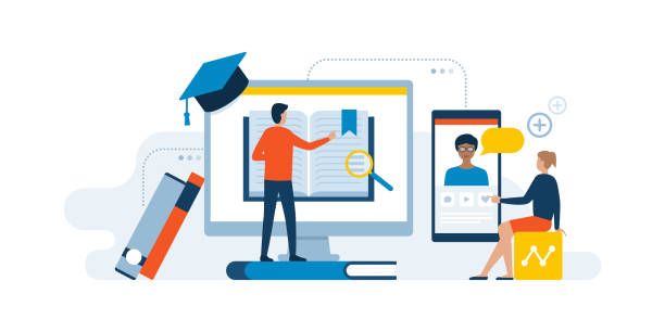 strona e-learningowa i kursy online - learning education internet university stock illustrations