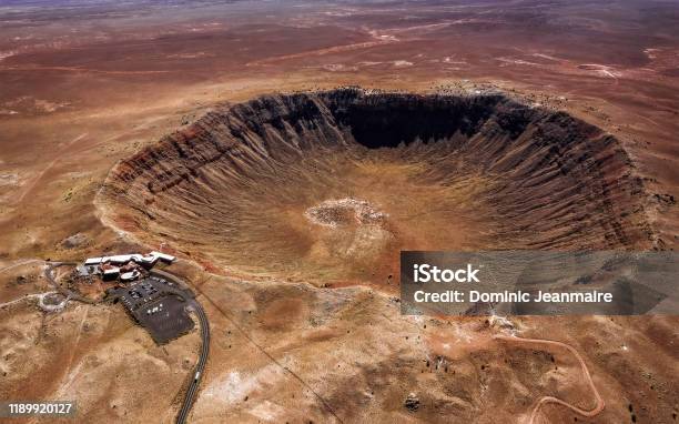 Meteor Crater Natural Landmark Near Winslow Az Stock Photo - Download Image Now - Meteor Crater, Volcanic Crater, Meteor