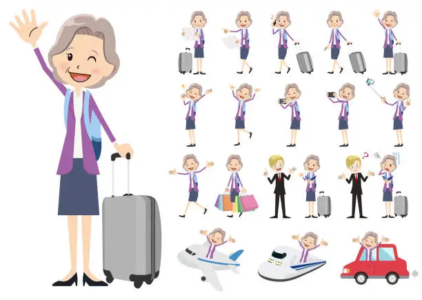 Vector illustration of Set of business women traveling