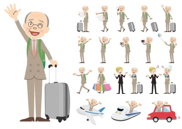 Vector illustration of Set of business men traveling