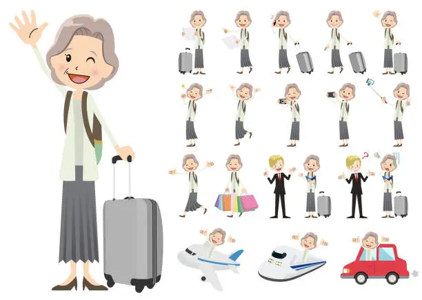 Vector illustration of Set of women traveling