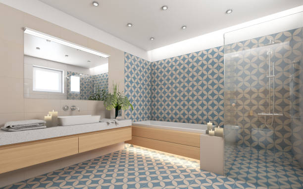 istock Bright Bathroom In Ornament With Candels 1189928197