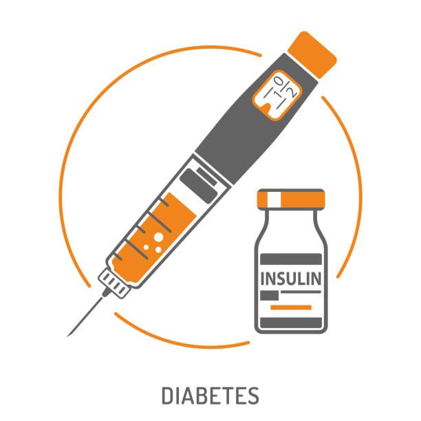 ilustrações de stock, clip art, desenhos animados e ícones de diabetes insulin pen syringe and vial - insulin vial diabetes syringe