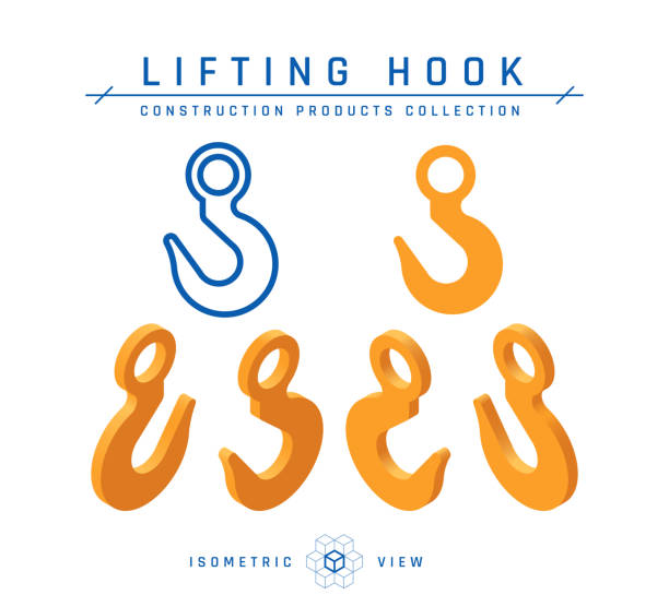 stockillustraties, clipart, cartoons en iconen met lifting hook concept, vector in isometrische stijl - rigging