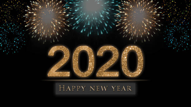 istock 2020 New Year's eve card, illustration with fireworks 1189938909