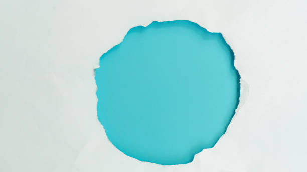istock Top view blue sky torn paper on  white and grey background. Bank copy space 1189938935