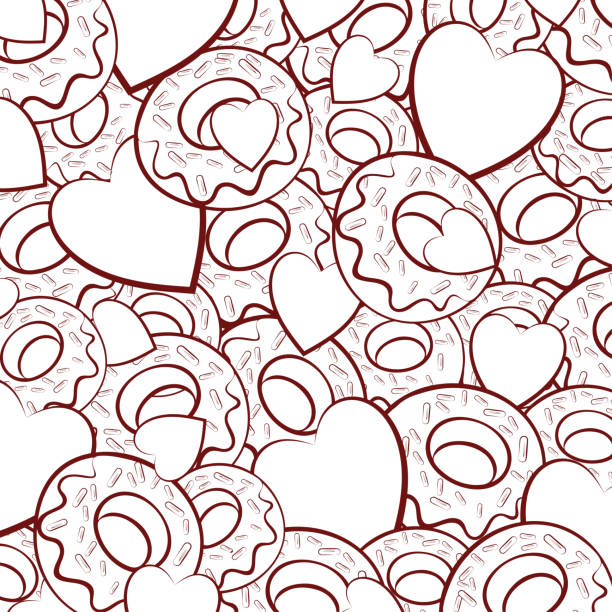 도넛과 마음. 텍스처. - chocolate heart shape backgrounds food stock illustrations
