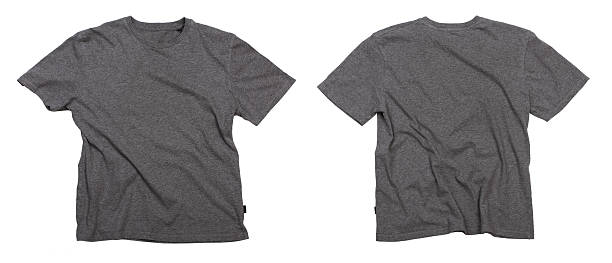 gris camisetas en blanco. - gray shirt fotografías e imágenes de stock