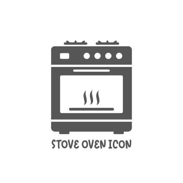 Stove oven icon simple flat style vector illustration. Stove oven icon simple silhouette flat style vector illustration on white background. oven stock illustrations