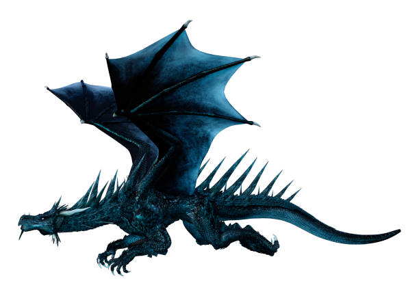 istock 3D illustration fantasy dragon on white 1189946987