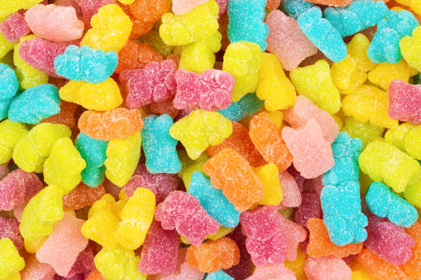 istock Jelly sweats bears background. Top view. 1189947486