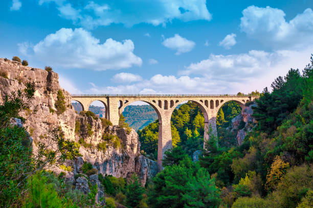 varda railway bridge in adana city of turkey. - railway bridge imagens e fotografias de stock