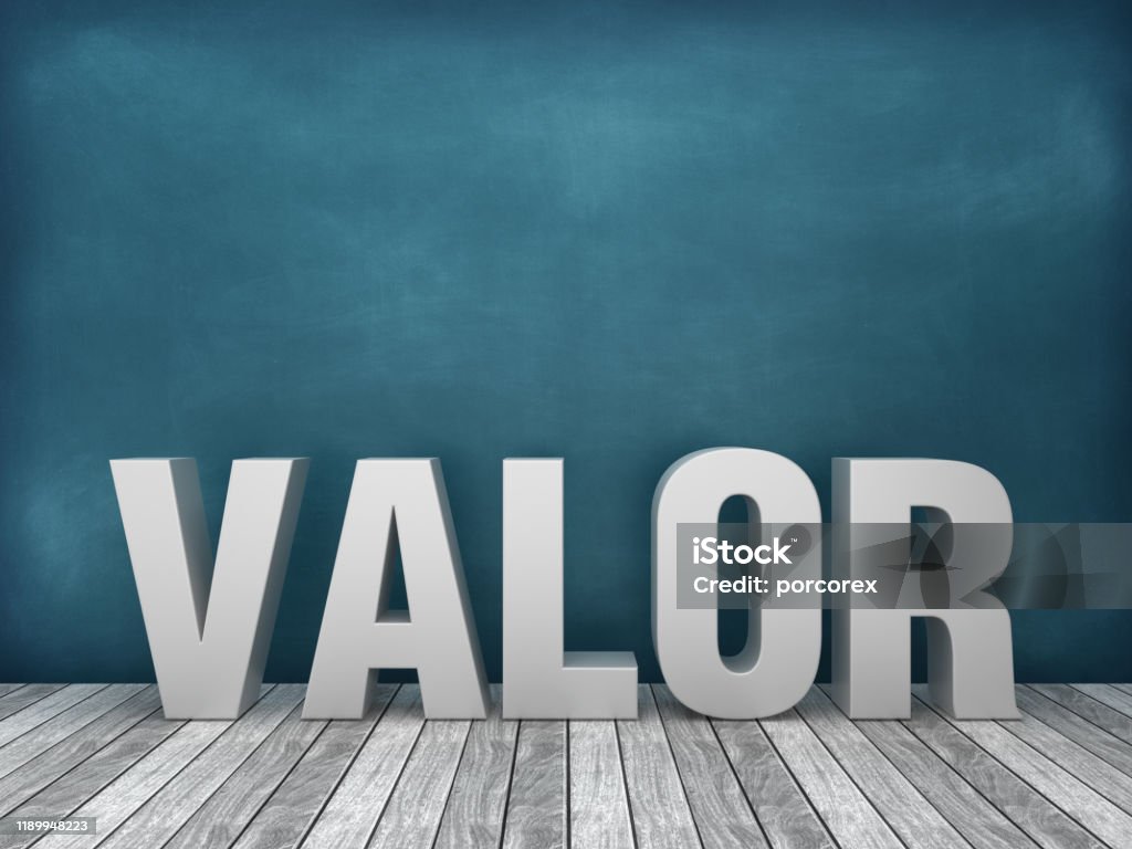 Valor Spanish 3d Word On Chalkboard Background 3d Rendering Stock Photo