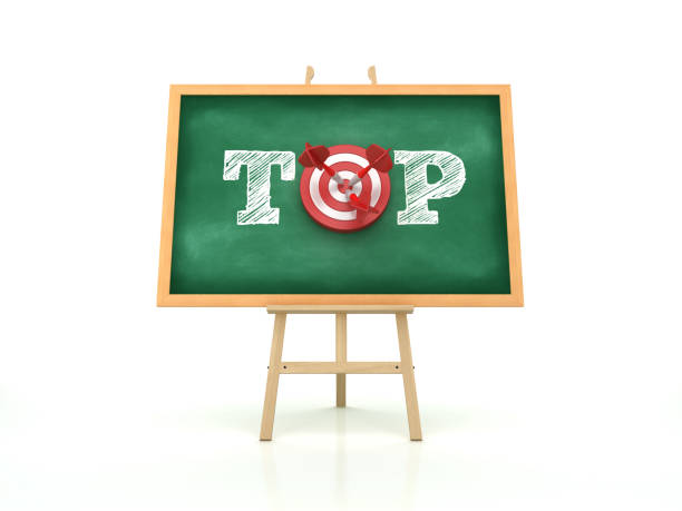 istock Easel with TOP Word and Target on Chalkboard Frame - 3D Rendering 1189950647