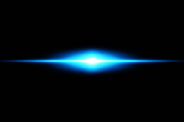 istock Abstract blue lights lines on black background vector illustration. A bright flash of light on the line 1189950854