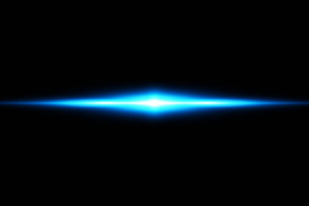 istock Abstract blue lights lines on black background vector illustration. A bright flash of light on the line 1189951377