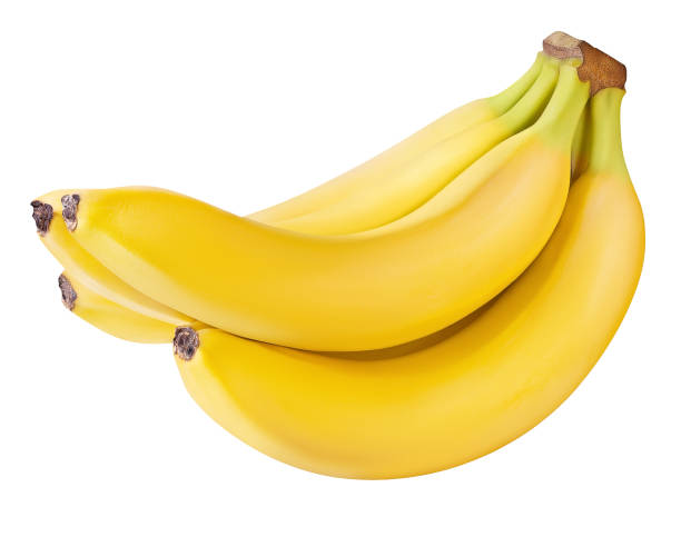 plátano maduro aislado sobre fondo blanco con trazado de recorte... - banana tree fotografías e imágenes de stock