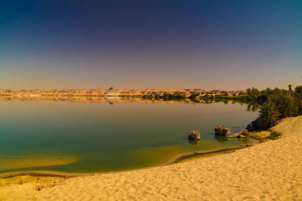 Panoramic view to Teli lake group of Ounianga Serir lakes at the Ennedi, Chad Panoramic view to Teli lake group of Ounianga Serir lakes , Ennedi, Chad lakes of ounianga photos stock pictures, royalty-free photos & images