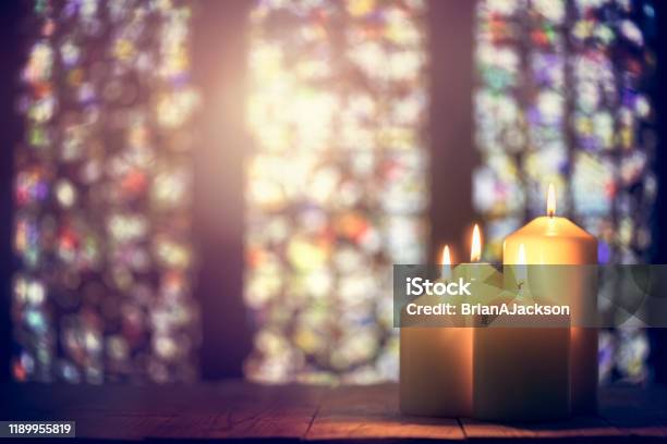 Candles In A Church Background Stock Photo - Download Image Now - Church, Candle, Religion