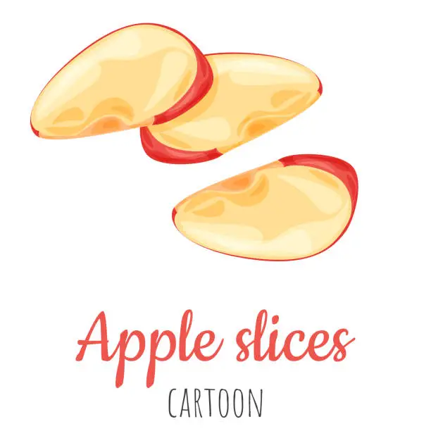 Vector illustration of Apple slices fruit isolated close-up illustration, cartoon colorful clip-art.