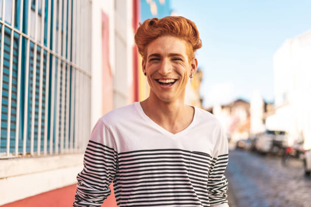 Fashionable gay man portrait Portrait, Men, People, Homosexual, Fashion, Olinda queer man facing camera stock pictures, royalty-free photos & images