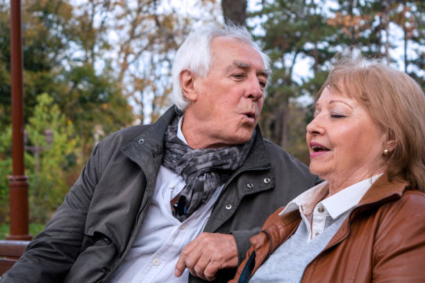 istock Smiling cheerful elderly couple,waist up 1189957395