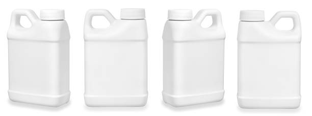 set of small white plastic canister isolated on white