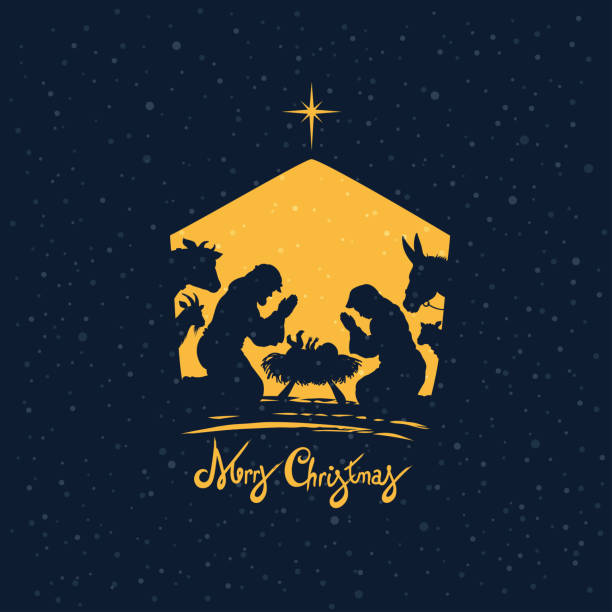 Birth of Christ. Nativity Scene. Birth of Christ. Nativity Scene. jesus christ birth stock illustrations
