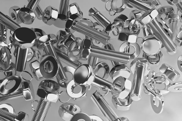 istock Bolts, nuts, washers, growers. 3D rendering 1189959045