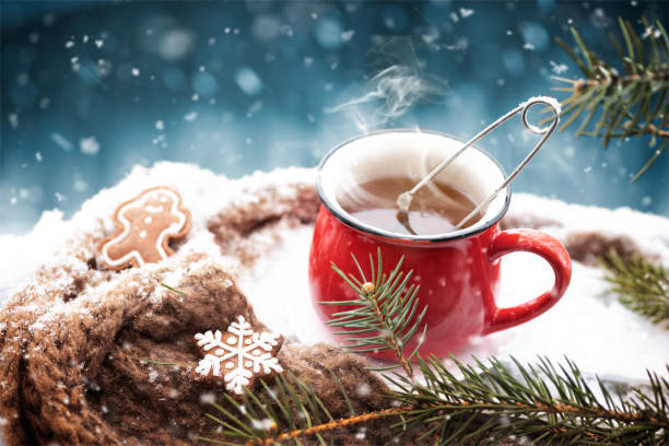 istock Hot tea outdoor with knitted scarf 1189966806