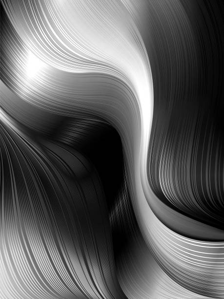 Abstract geometric gradient background of dynamic shapes of moving fluid flows Dynamic wavy shapes and lines in 3D style with depth effect. Trending abstract background of fluid swirls. Material visualization of smoke deep pick stock illustrations