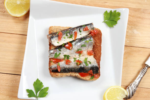 istock Sardines with Olive Oil as an Appetizer on toasted bread 1189969625