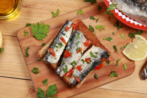 istock Sardines with Olive Oil as an Appetizer on toasted bread 1189969633