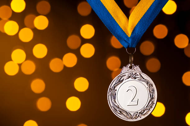 istock Silver second place runner up medallion on ribbon 1189972498