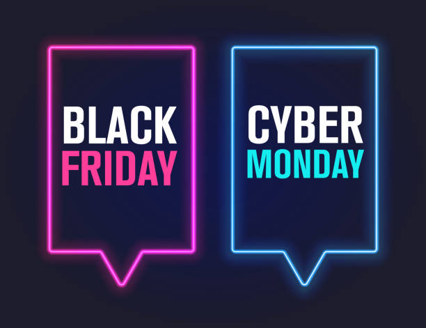 czarny piątek i cyber poniedziałek, ilustracja wektorowa - cyber monday stock illustrations