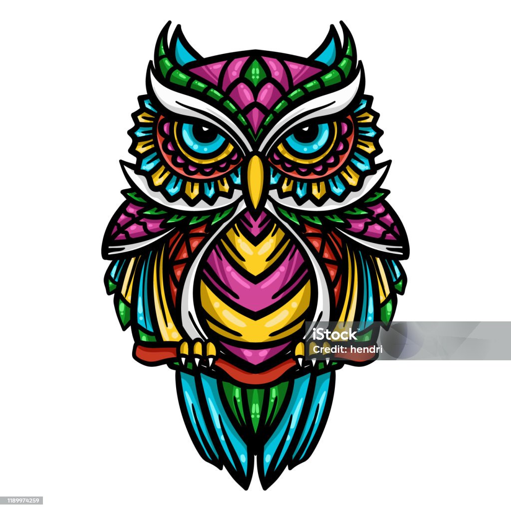 Colorful Owl Art Illustration Vector Stock Illustration - Download ...