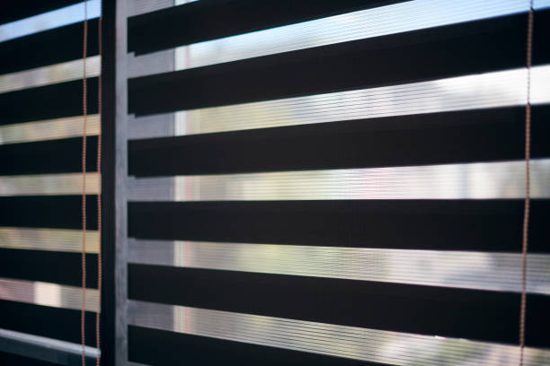 istock Office blinds. Modern fabric blinds. Office meeting room lighting range control. 1189975126