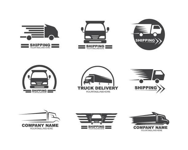 ilustrações de stock, clip art, desenhos animados e ícones de truck icon logo vector illustration design - trucking
