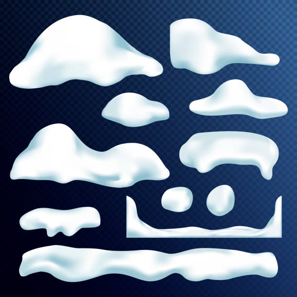 istock Vector set of snow caps, icicles, snowballs and snowdrift isolated on transparent background. Vector illustration. Winter decorations. Game art elements. Christmas, snow texture, white elements. 1189976472