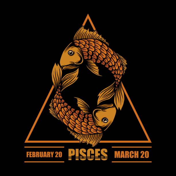 Pisces zodiac vector illustration Pisces zodiac vector illustration for your company or brand pisces fish tattoo designs drawing stock illustrations
