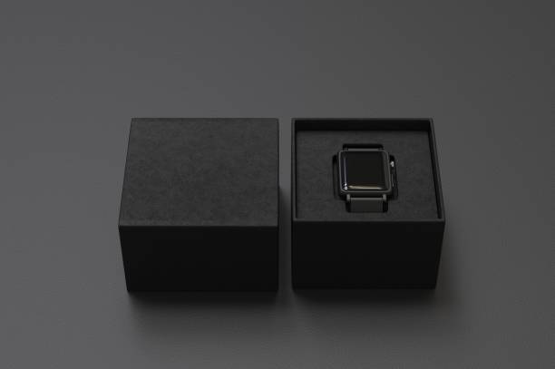 istock Smart watch with hard box packaging for branding and mock up. 3d render illustration. 1189984326