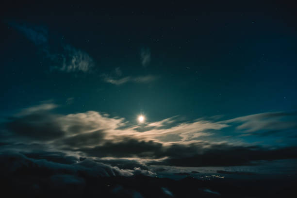 istock The bright moonlight on the cloud sky background 1189984356