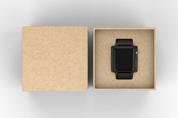 istock Smart watch with hard box packaging for branding and mock up. 3d render illustration. 1189984380
