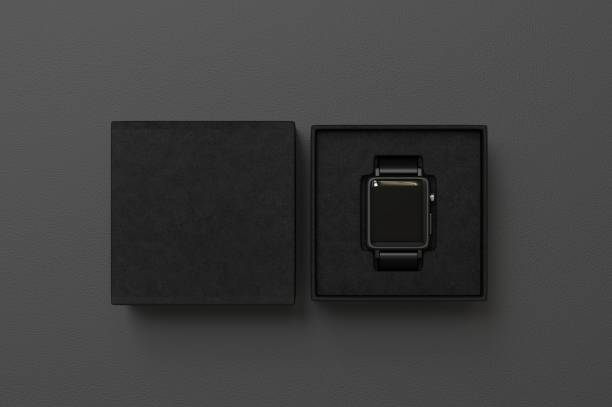 istock Smart watch with hard box packaging for branding and mock up. 3d render illustration. 1189984389