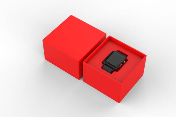 istock Smart watch with hard box packaging for branding and mock up. 3d render illustration. 1189984408