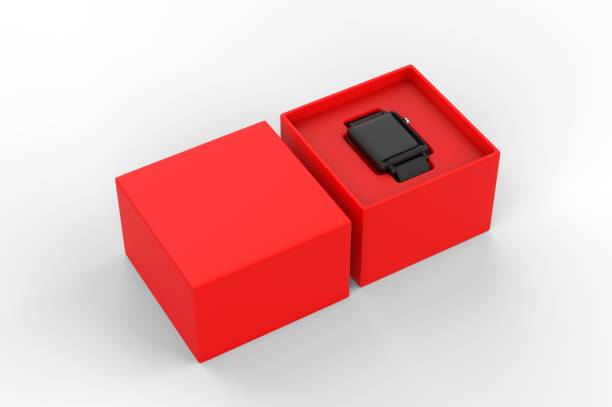 istock Smart watch with hard box packaging for branding and mock up. 3d render illustration. 1189984421